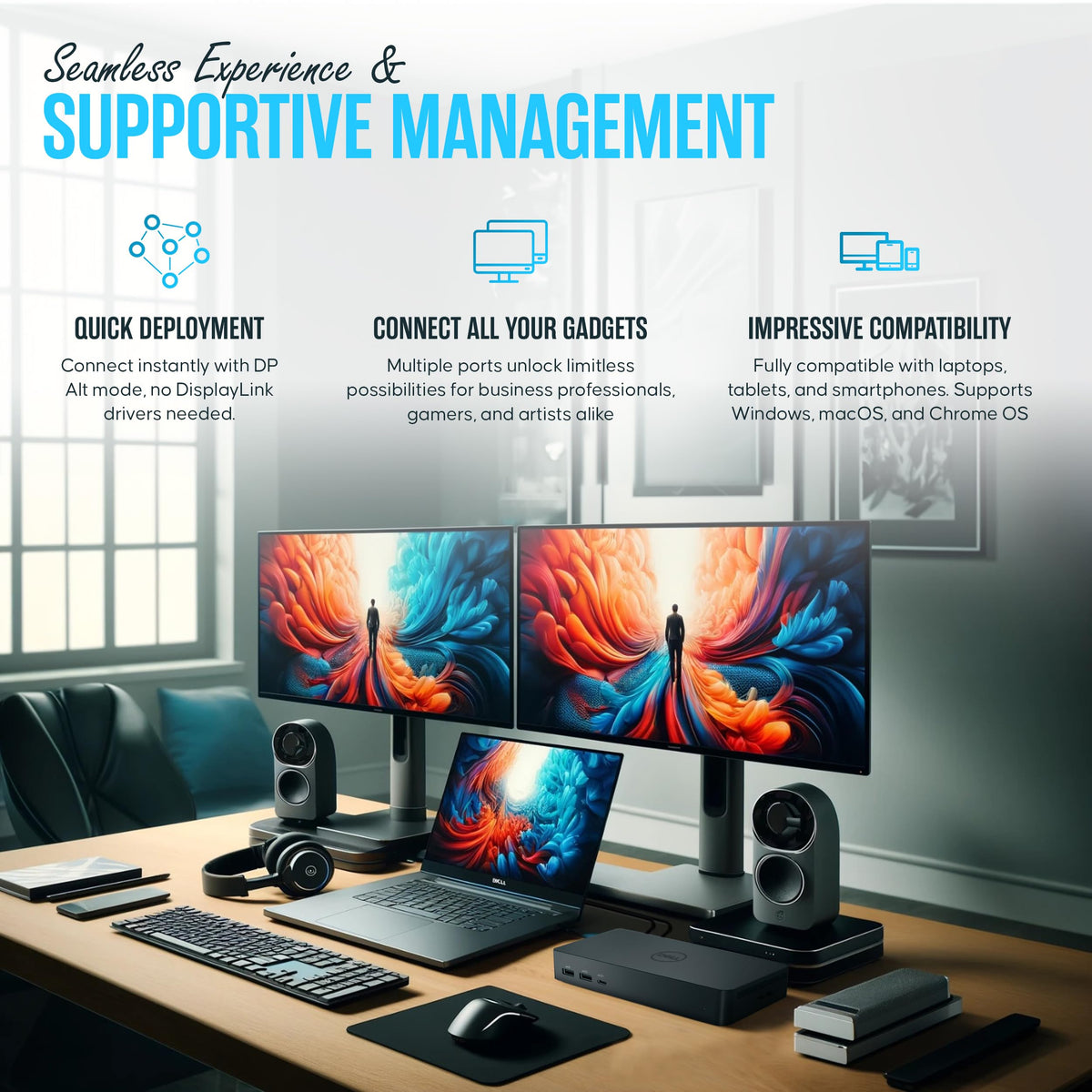 Koncept WD22TB4 dock with ethernet and audio for reliable collaboration