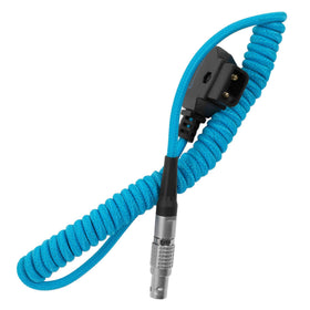 KONDOR BLUE cable routed on a camera rig with right-angle D-Tap, minimizes strain and clutter