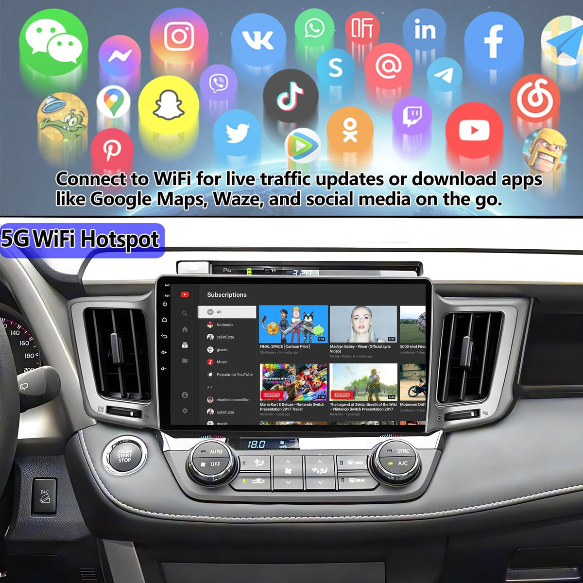 Konifo Bluetooth 5.4 with steering wheel control for hands-free calling.