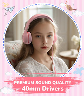 KONNAO 40mm driver pink headphones, crisp audio for games and videos