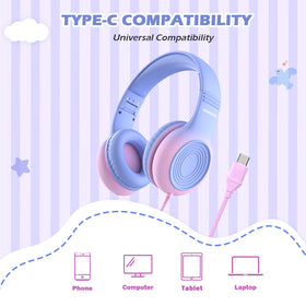 KONNAO kids headphones with built-in microphone for online classes