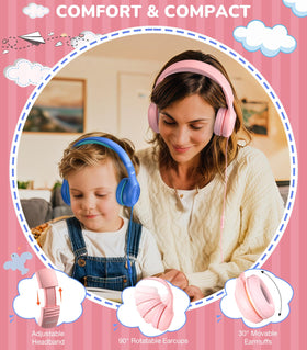 KONNAO lightweight design pink kids headphones for growing heads