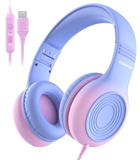 KONNAO USB-C kids headphones with closed-ear design for comfortable listening