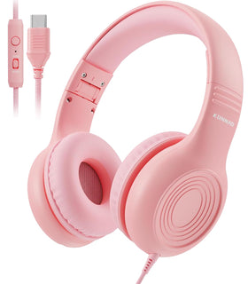KONNAO USB-C kids headphones pink, front view for classroom use
