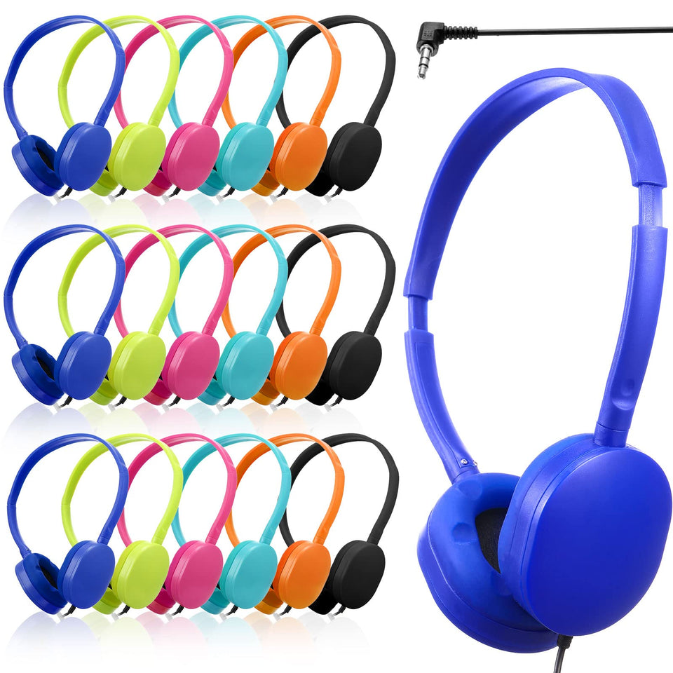 Konohan 18-pack class set headphones bulk, neatly wrapped for quick classroom distribution