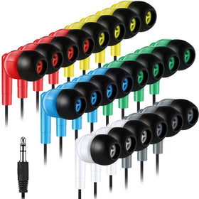 Konohan 60-pack wired earbuds bulk for classrooms, individually bagged