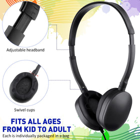 Konohan bulk student headphones, individually wrapped for clean distribution