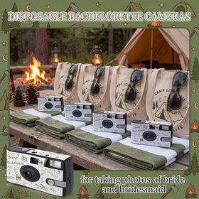 Konohan Camp Bachelorette design detail highlights camping motif and color accents for themed events