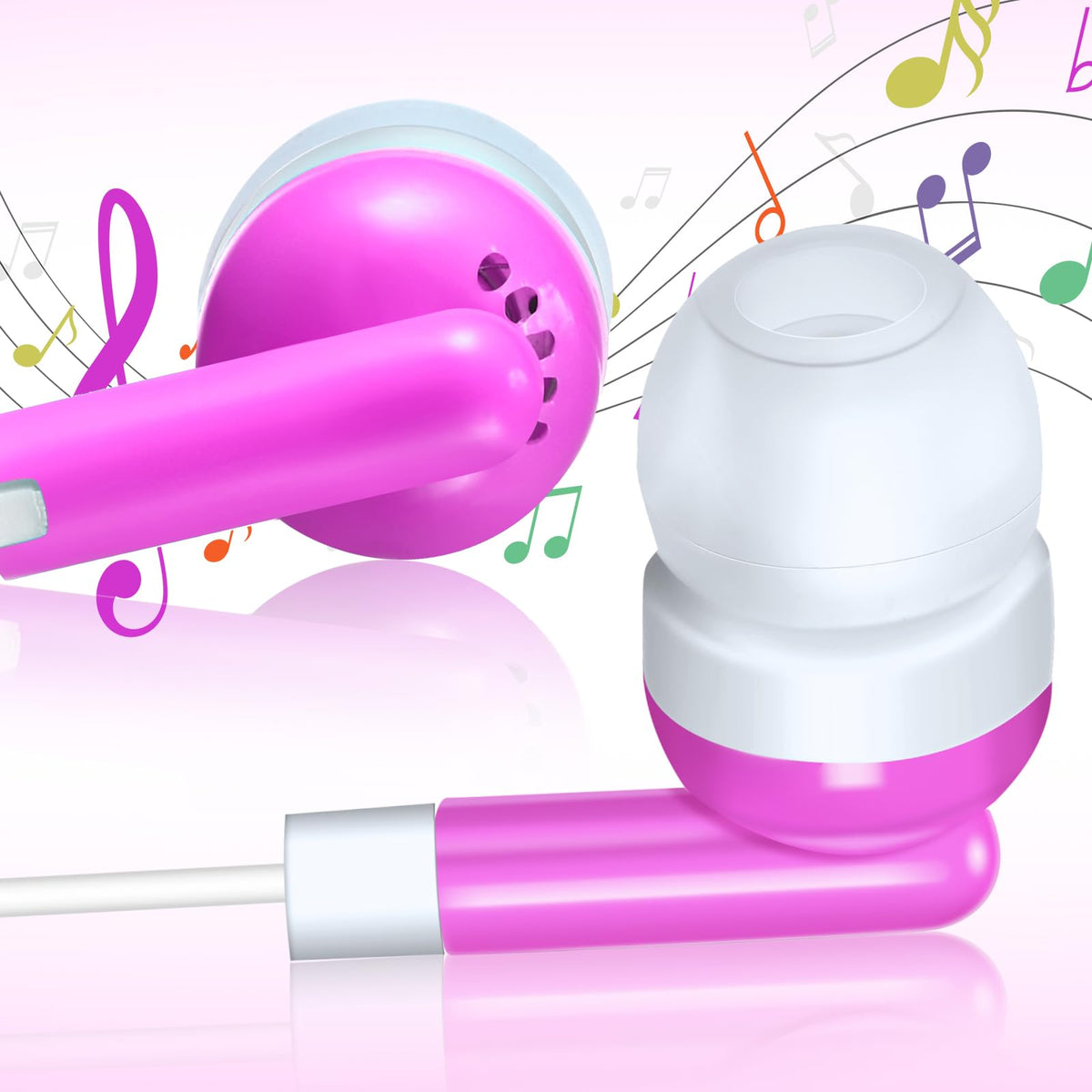 Konohan earbuds plugged into laptop in use showing convenient classroom or office listening