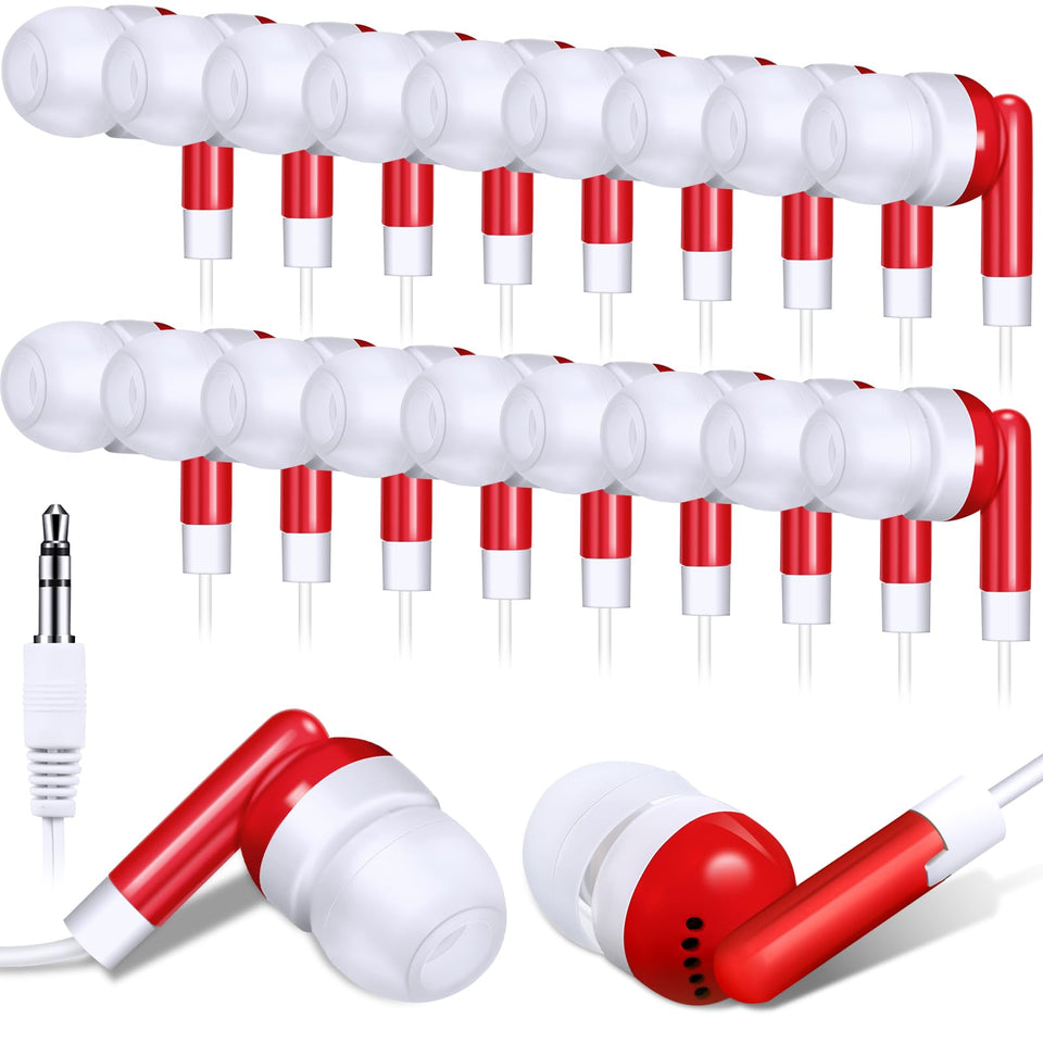 Konohan front packaging showing red earbuds and 100-count pack for easy distribution