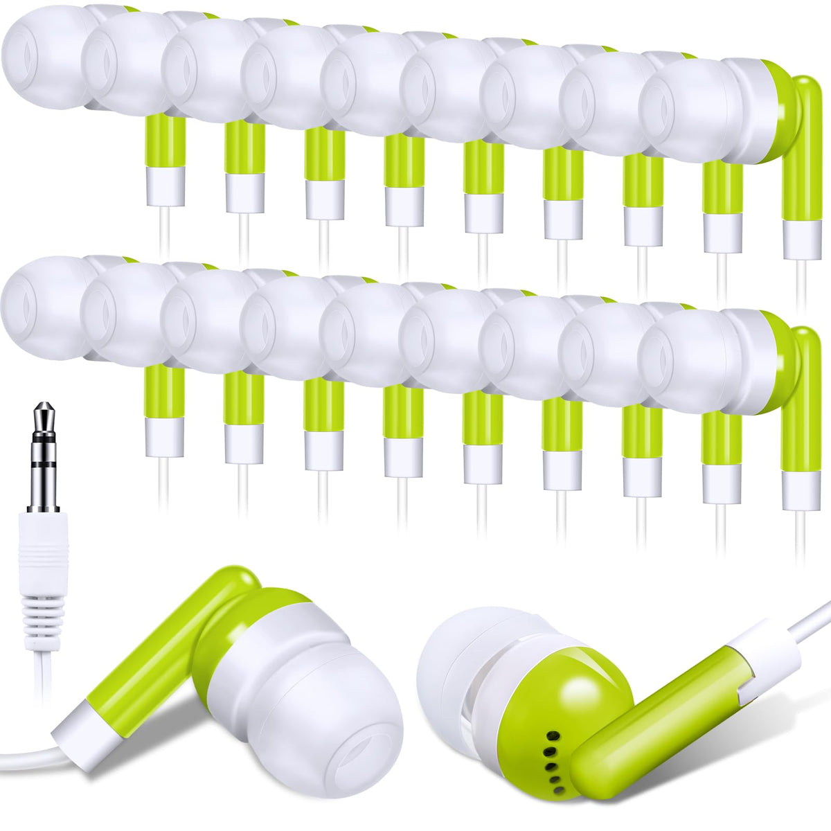 Konohan front packaging showing 100-pack sage green earbuds and convenience