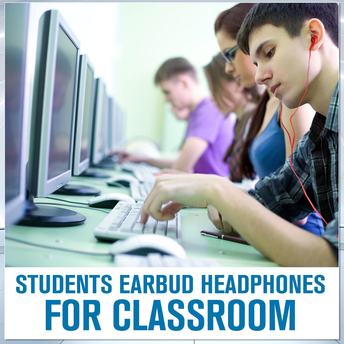 Konohan wired earbuds white suitable for testing and multimedia lessons