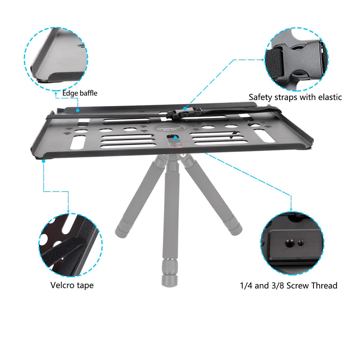 koolehaoda tray mounted on ball head demonstrating secure tripod mounting benefit