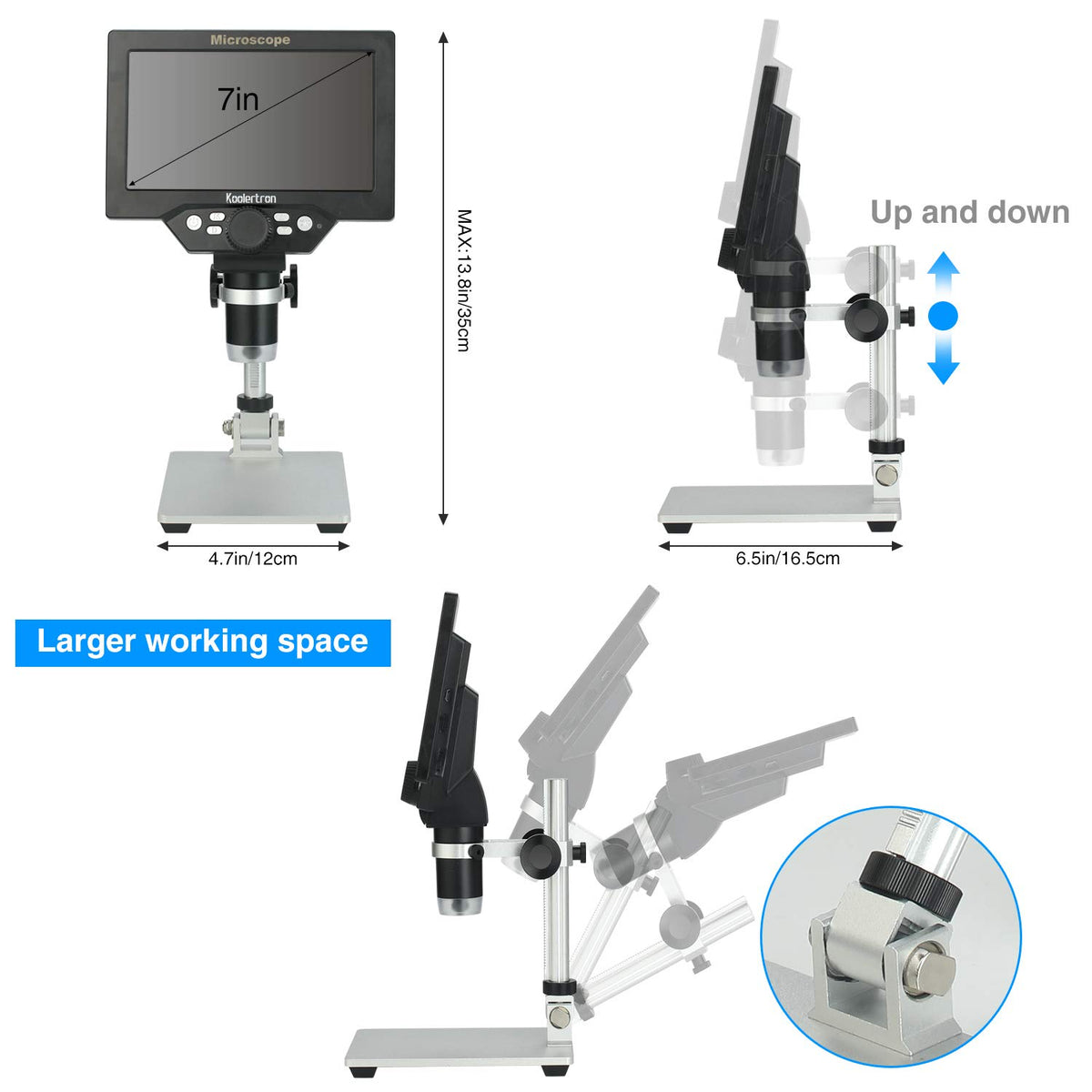 Koolertron 8 LED lighting adjustable for bright, shadow-free imaging