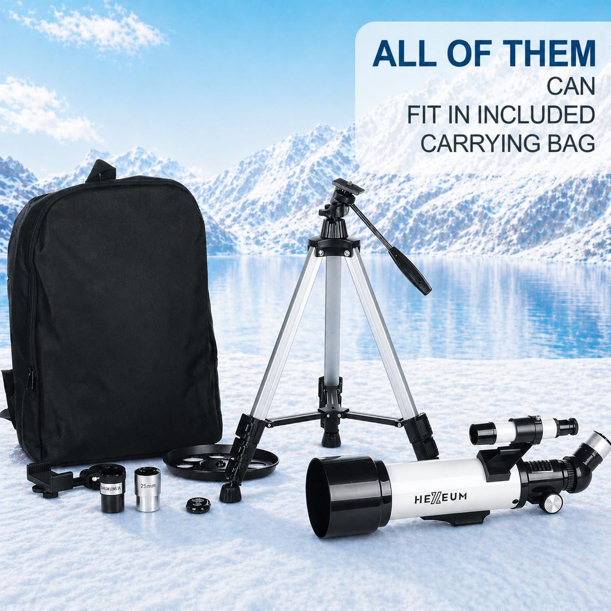 Koolpte carrying bag keeps equipment organized for outdoor astronomy trips.