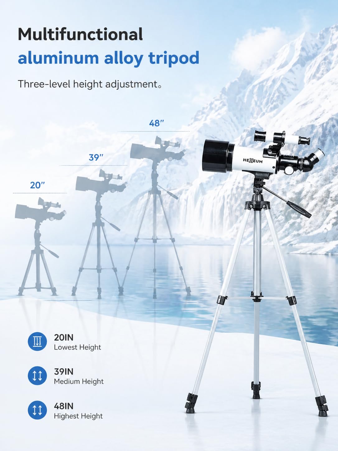 Koolpte finderscope and adjustable tripod simplify object locating during sessions.