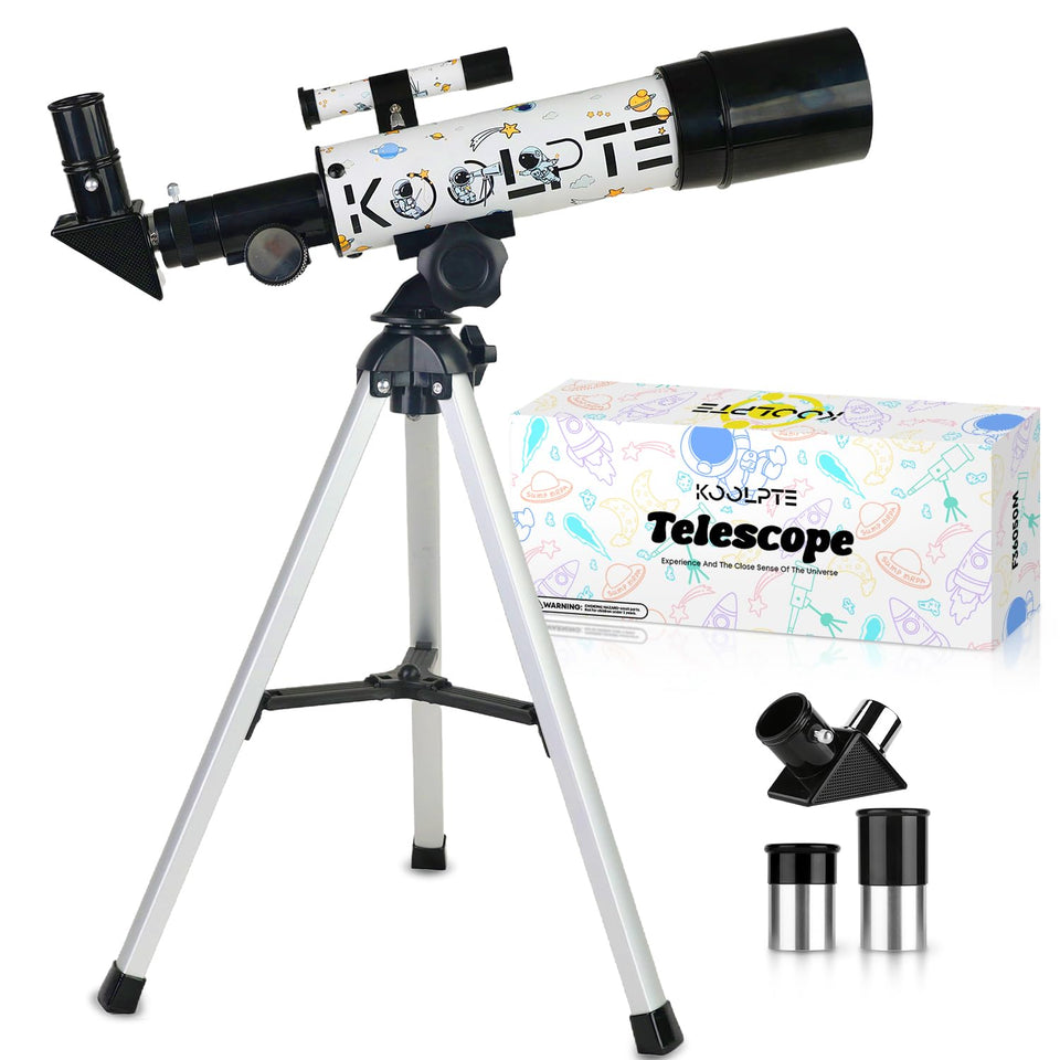 Koolpte front view of telescope showing compact design and clear optics for easy viewing