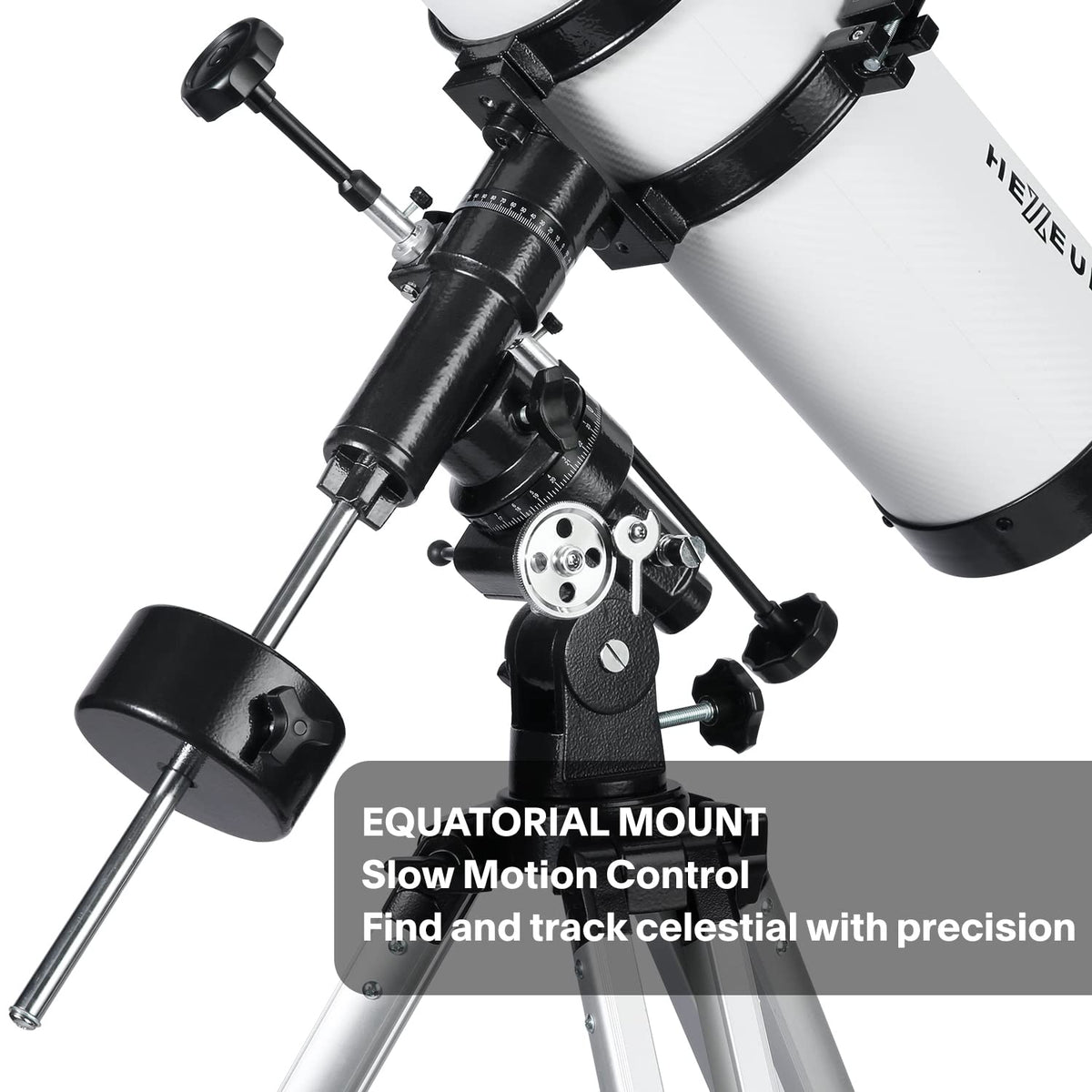 Koolpte 130EQ 2x Barlow lens doubles power for moon and planets.