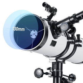 Koolpte 130EQ mount detail showing slow-motion knobs for precise tracking.