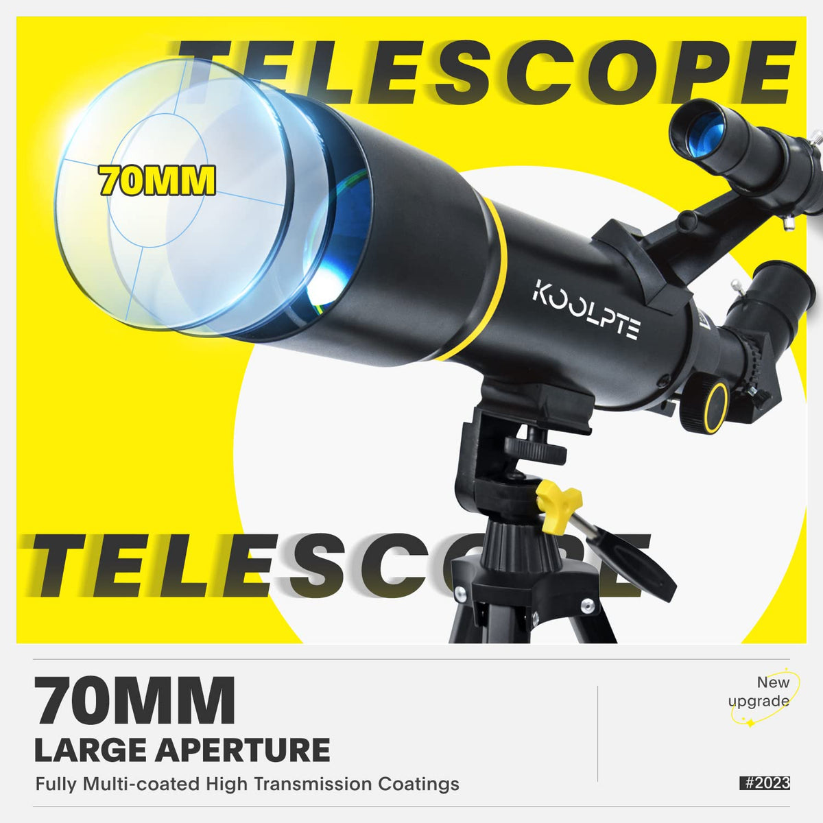 Koolpte telescope 400mm focal length offers clear night-sky views for amateur astronomers.