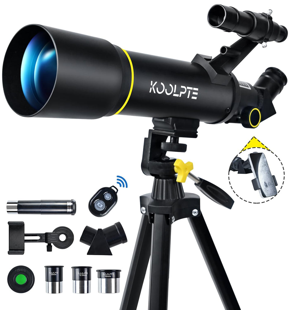 Koolpte telescope with 70mm aperture for bright, beginner-friendly stargazing.