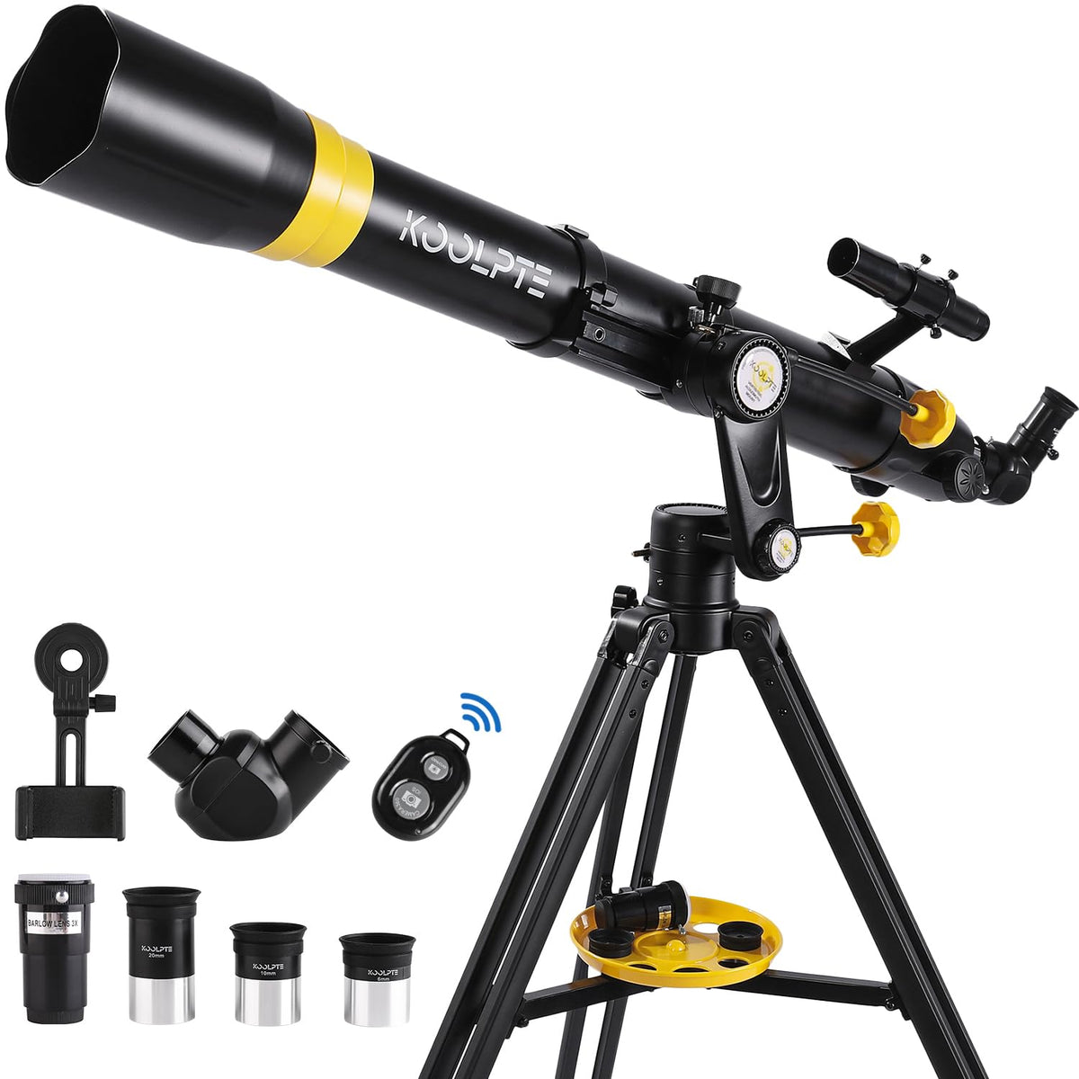 Koolpte telescope front view with 90mm aperture for crisp deep-sky viewing
