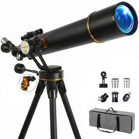 Koolpte telescope shows crisp 90mm aperture views for brighter lunar detail.