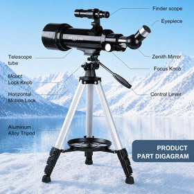 Koolpte AZ-mounted tripod provides stable viewing during outdoor sessions.