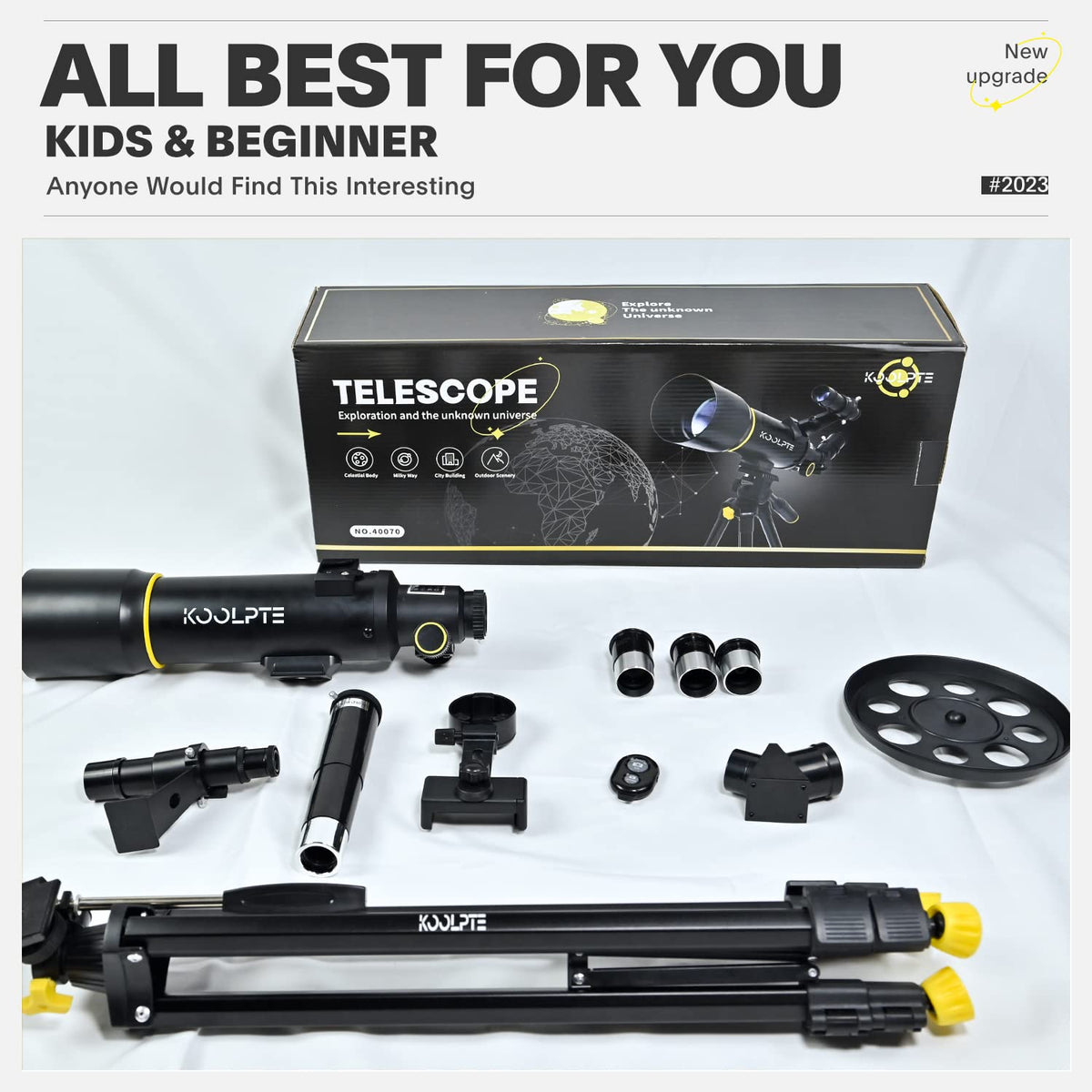 Koolpte travel-ready telescope kit for easy transport and field observations.