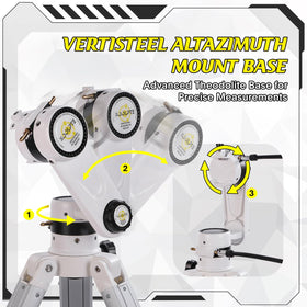 Koolpte Vertisteel Altazimuth Mount delivers smooth tracking and stability.