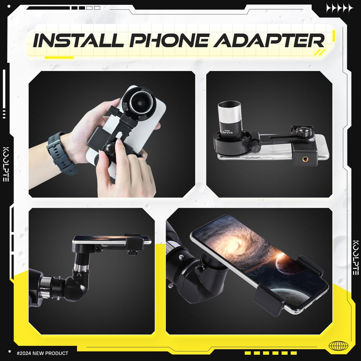 Koolpte zoom range 28x–210x demonstrates versatile object viewing.