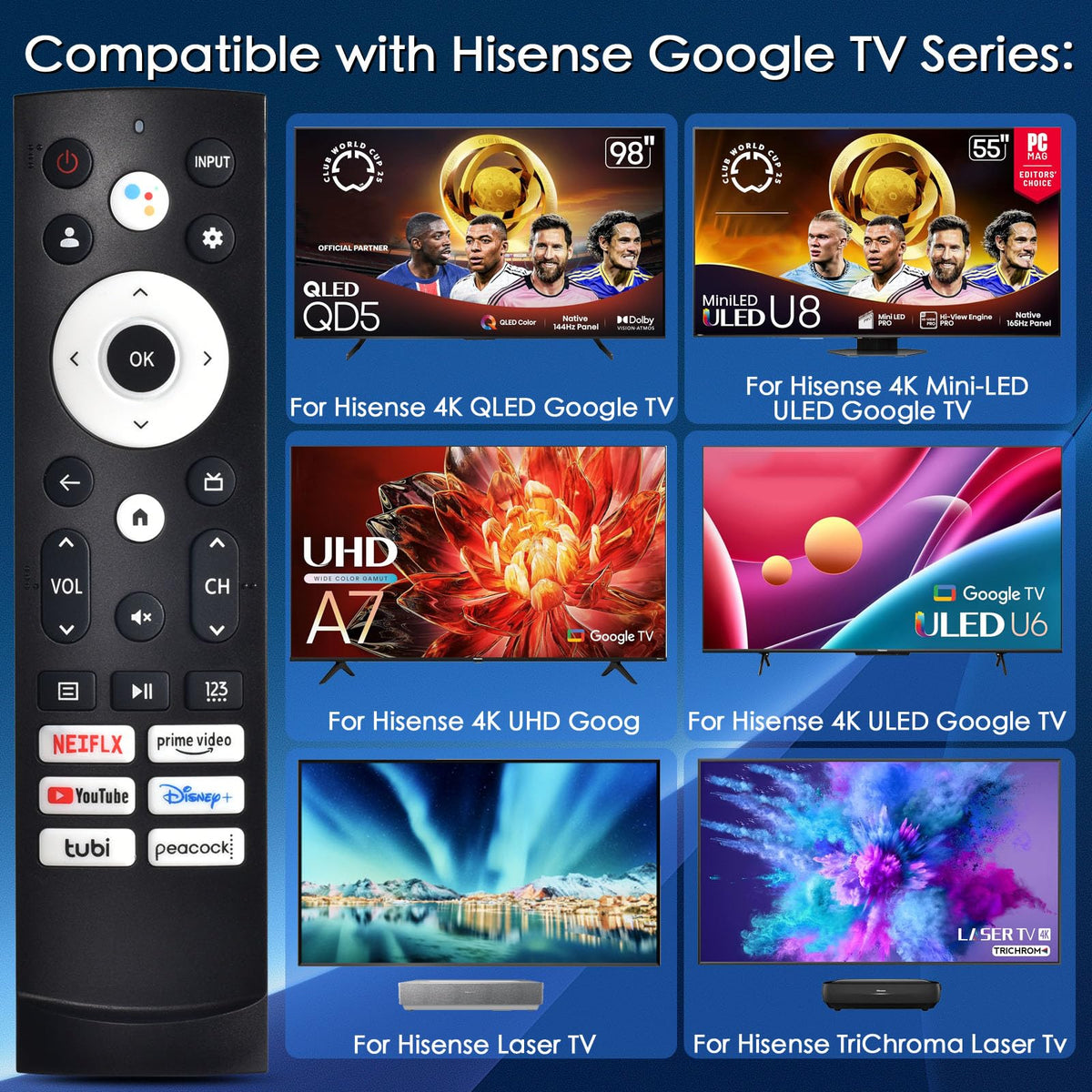KOOMOER replacement remote back view shows pairing button and durable construction