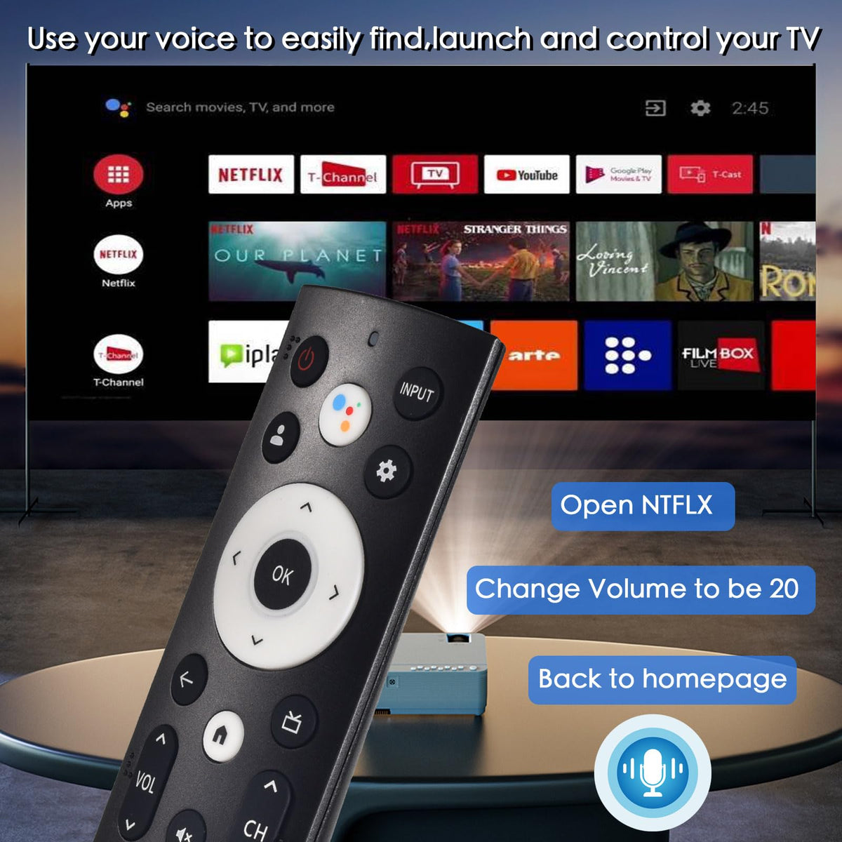 KOOMOER remote with voice control feature enables hands-free navigation