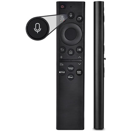 KOOMOER Samsung remote front view showing ergonomic design and voice control readiness