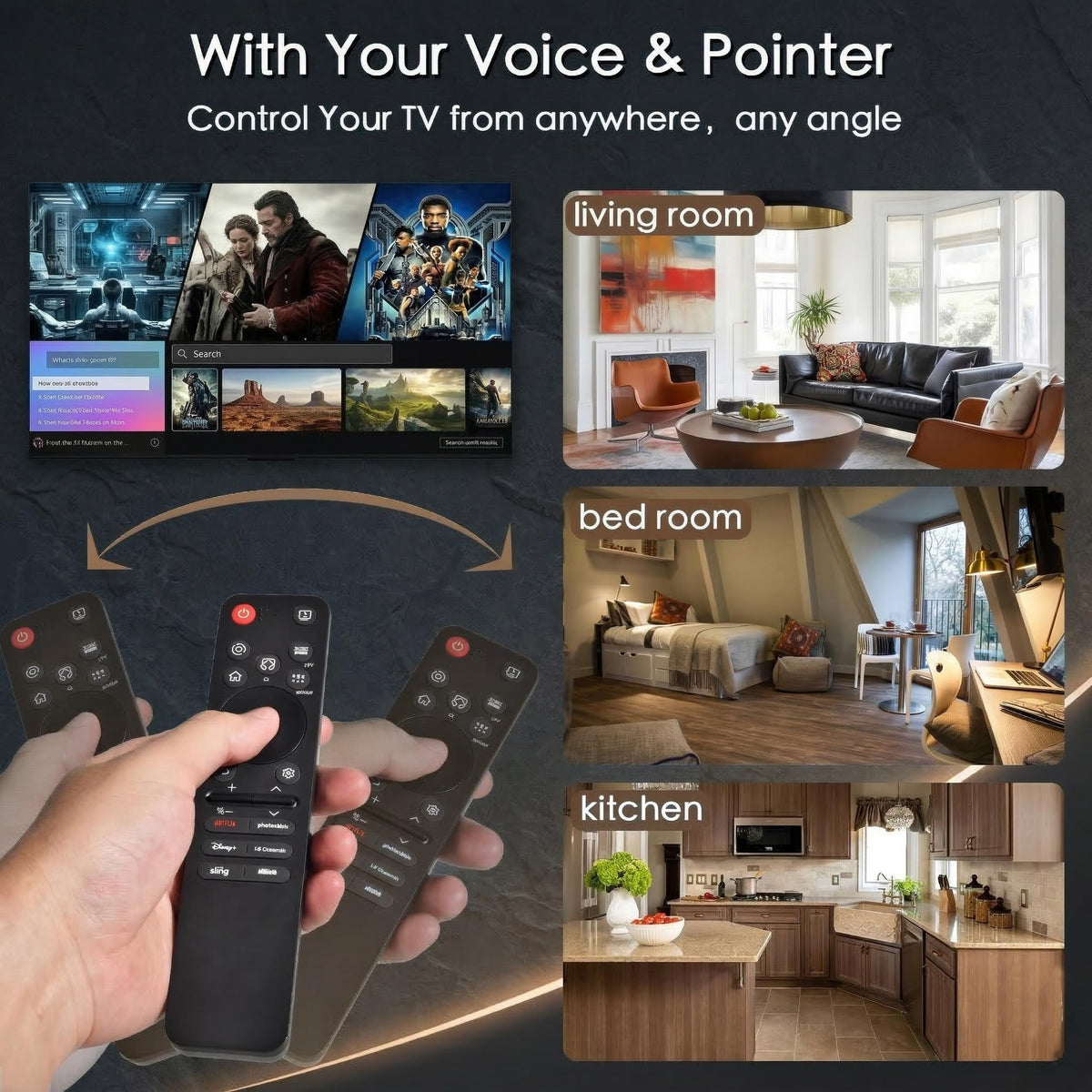 KOOMOER remote highlighting Netflix and streaming shortcuts for quick access benefit