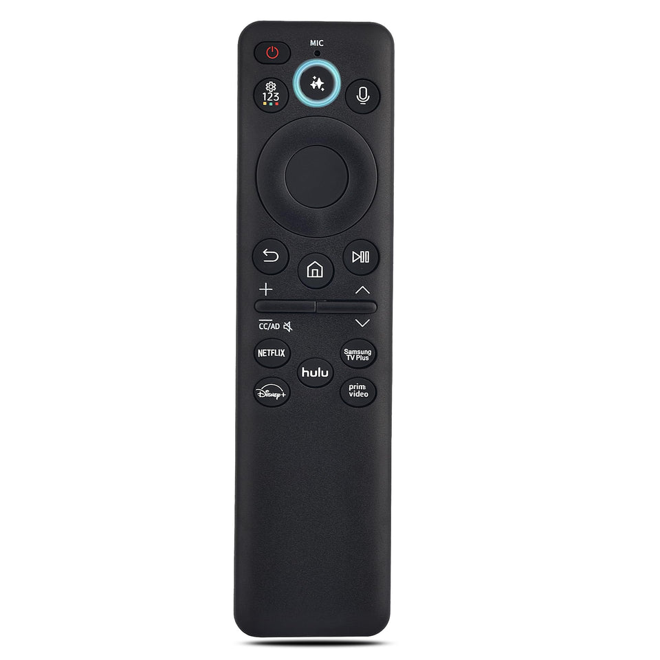 KOOMOER VG-TM2560EN remote front view with AI voice control for Samsung TVs.