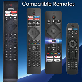 KOOMOER voice remote Philips 4K Android TV front view highlights compact ergonomic grip.
