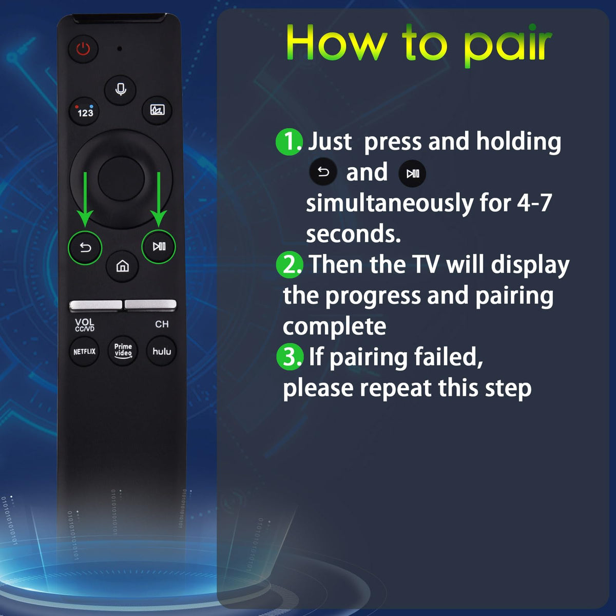 KOOMOER remote shortcuts buttons enabling instant streaming access to Netflix, Prime, and Hulu.