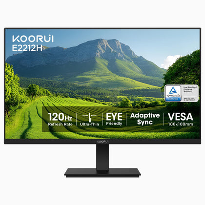 KOORUI 22-inch monitor front view for gaming and productive work.