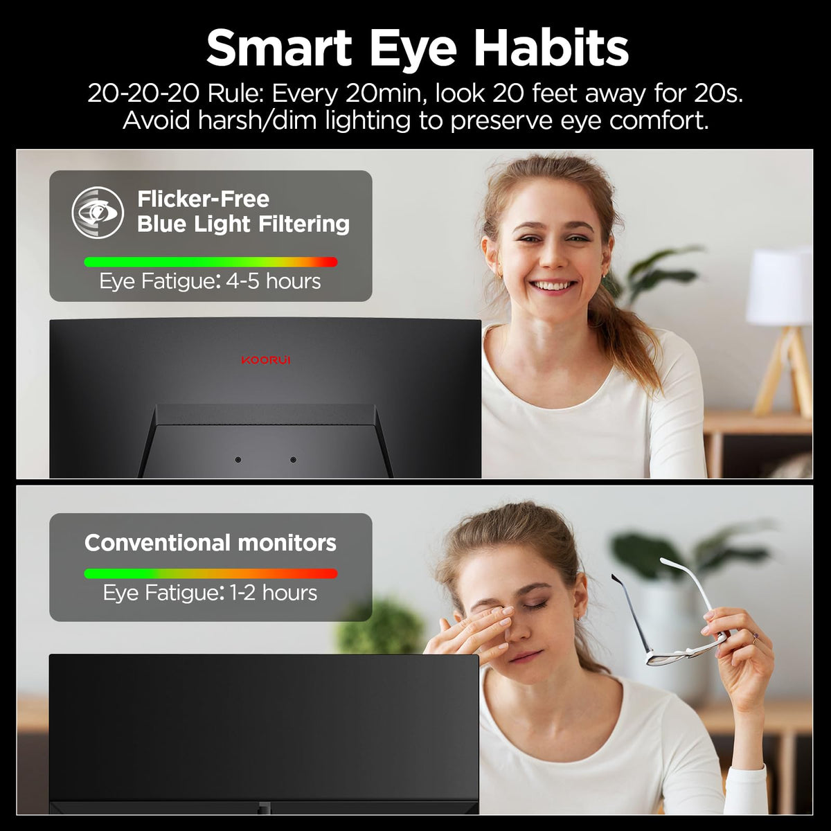 KOORUI 24E6CA 8-bit color depth and wide gamut enhance image detail