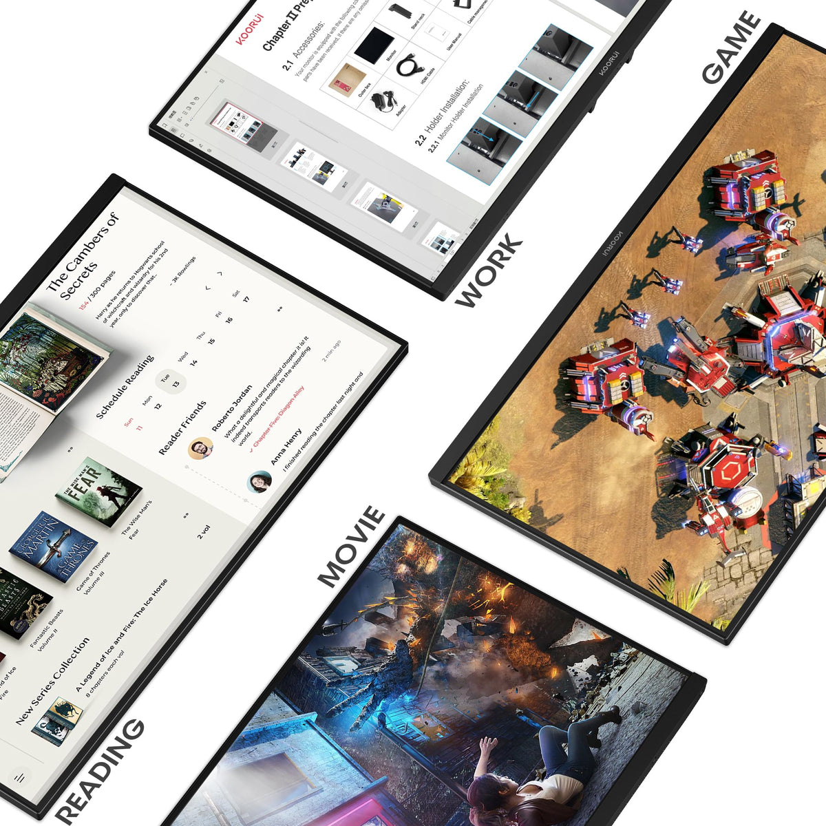 KOORUI 24-inch monitor gaming scene with smooth motion