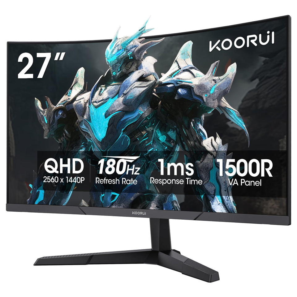 KOORUI 27-inch curved monitor showing immersive curve for expansive gaming use