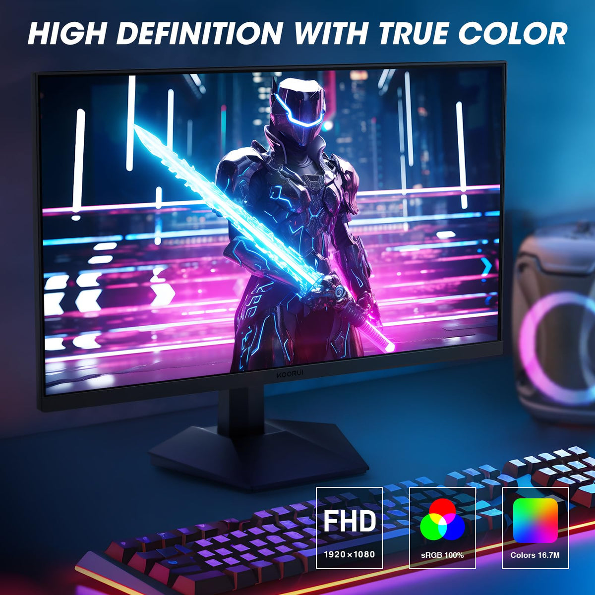 KOORUI 27-inch monitor with 1ms response for fast action and accuracy