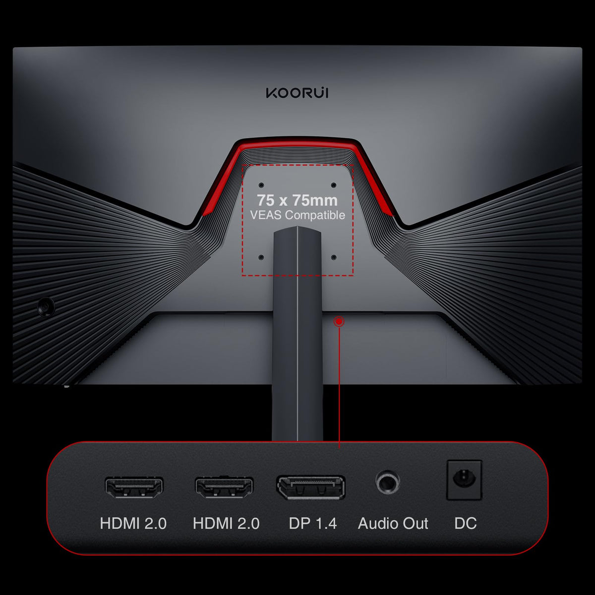 KOORUI HDMI and DisplayPort provide flexible connectivity