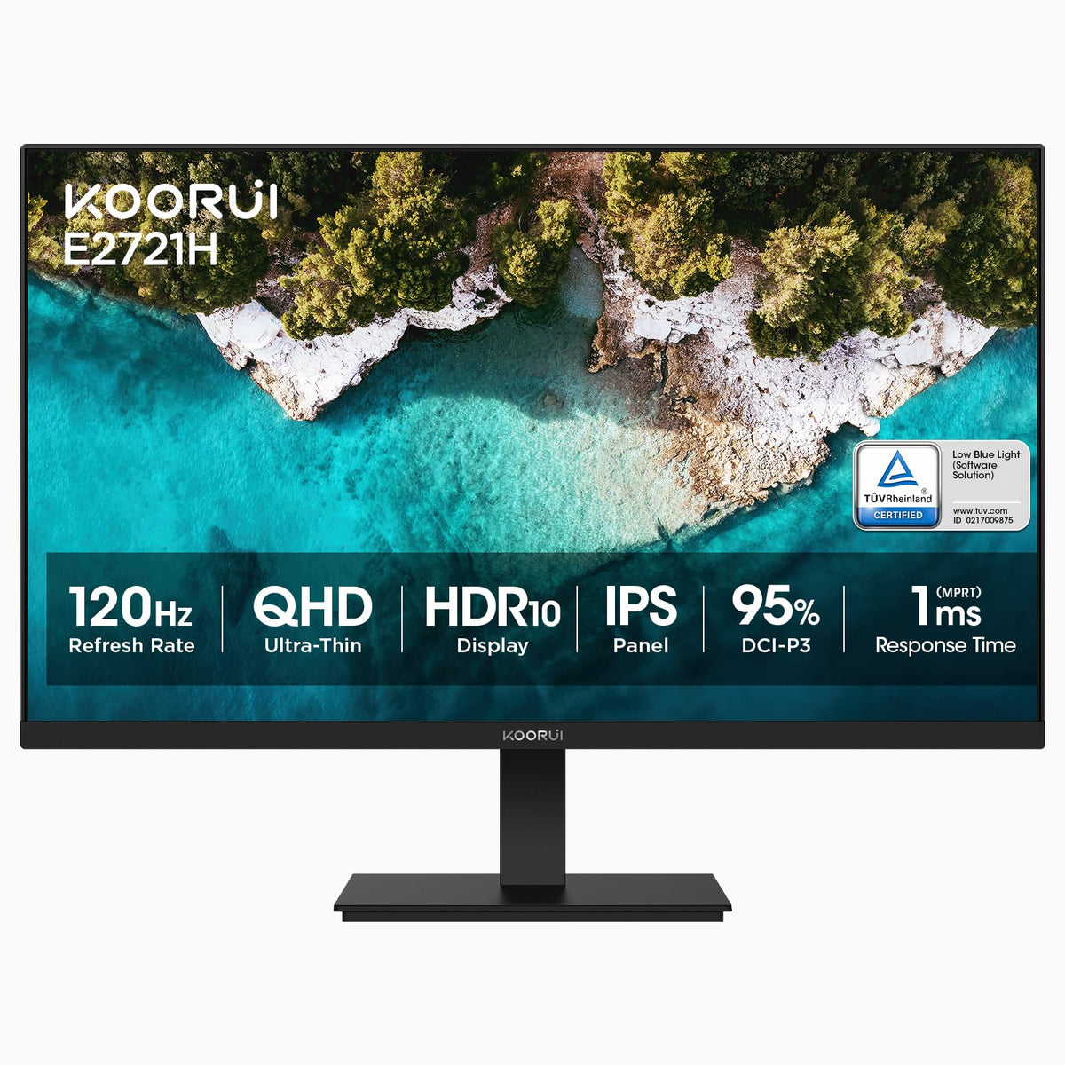 KOORUI 27-inch QHD IPS monitor front view for crisp gaming and work