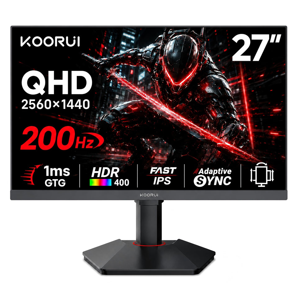 KOORUI 27-inch 2K gaming monitor with 200Hz for ultra-smooth action scenes.