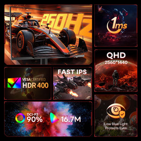 KOORUI 27-inch QHD display delivering sharp details for gaming and creative tasks.