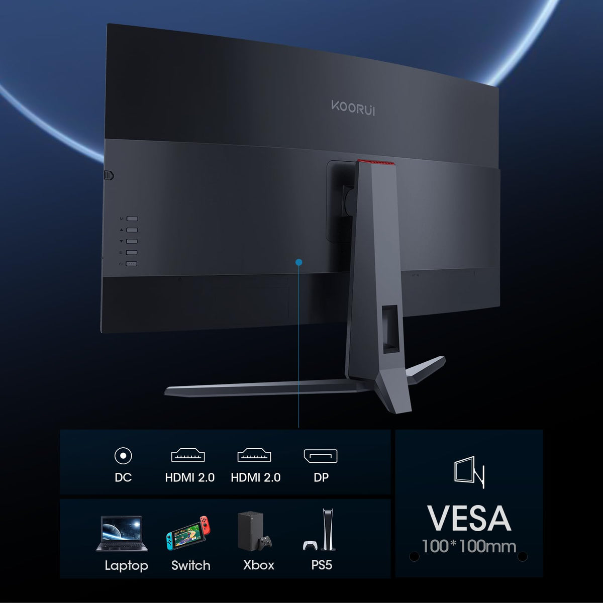 KOORUI QHD curved monitor with wide color saturation