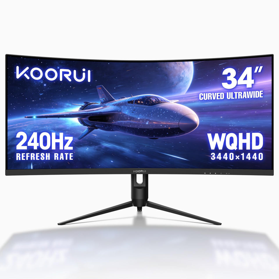 KOORUI 34-inch ultrawide curved display for immersive gameplay and expansive productivity.