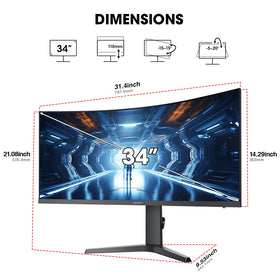 KOORUI 34E6UC ergonomic adjustments for comfortable long sessions.